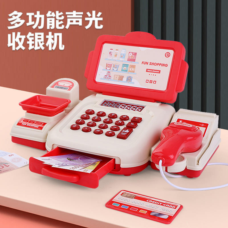 Toy Cash Register - 子供向けごっこ遊び用レジのおもちゃ、女の子向け、卸売、多機能、液晶ディスプレイ付き電卓、スーパーマーケットのレジシミュレーション、ギフト。