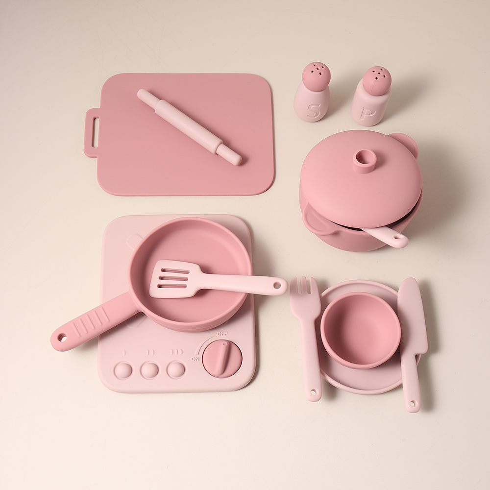 Kids Toys Kitchen Set - 13点セット シリコン製おままごとセット おもちゃ ごっこ遊び キッチンツール プレイゲーム