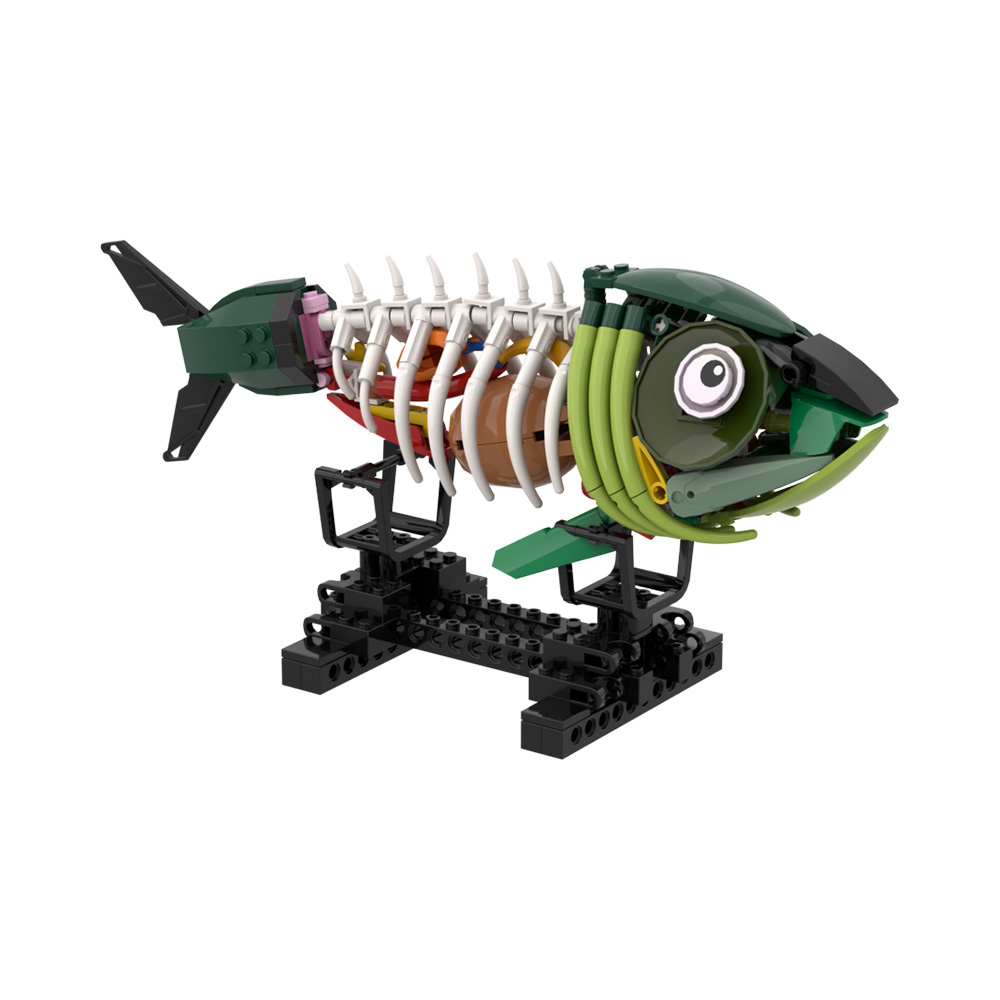 Kids Zombie Toys - MOC ゾンビ魚モデルビルディングブロックホラーボーンフィッシュ海洋動物レンガ子供知育玩具クリエイティブデザインハロウィンギフト