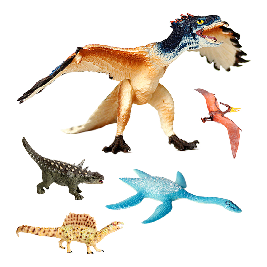 Kids Toys Reviews - プラスチック製の先史時代の恐竜アクションフィギュア、スピノサウルス、プテロサウルス、T-レックス、モササウルスの動物モデル（コレクション展示用）