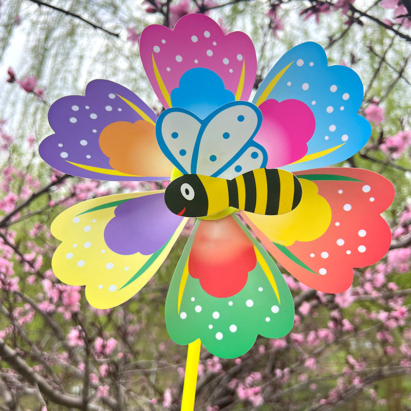 1 個漫画の花の形をした昆虫ハンドヘルド風車芝生の花風スピナ - Kids Yard Toys のレビューと価格