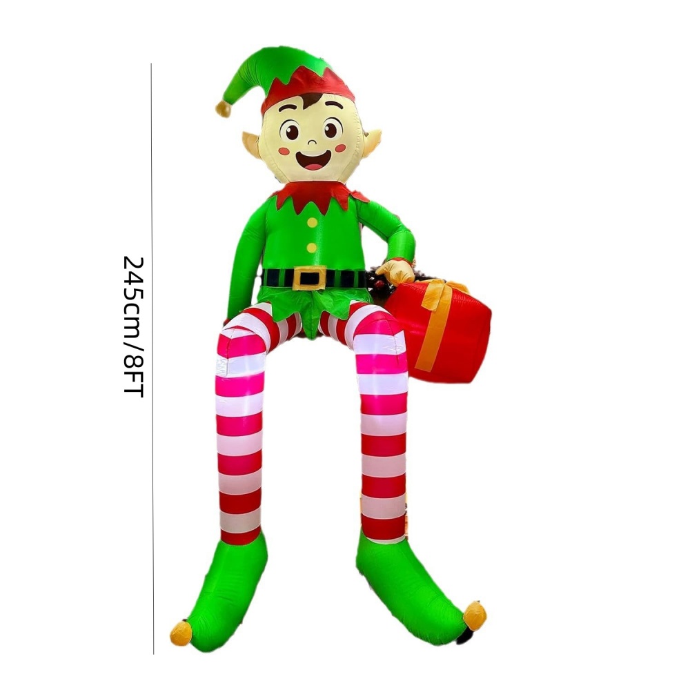 8FT クリスマスインフレータブル座っているエルフ装飾 LE - Kids Toys Xmas のレビューと価格