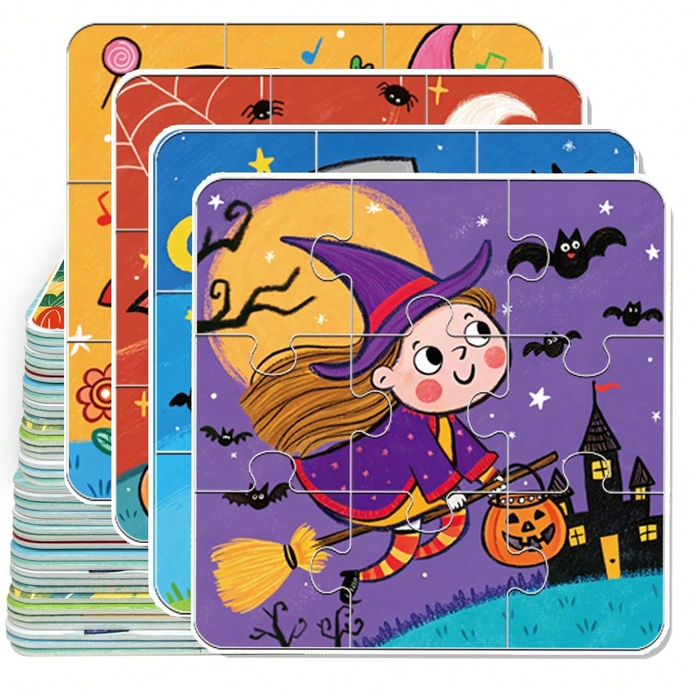 子供向けの4種類のハロウィーンパズル。幼児向けのジグソーパズ - Kids Toys Xmas のレビューと価格