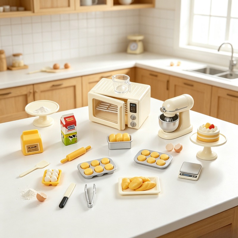ミニサイズのベーキングおもちゃセット。ドールハウス用のミニチ - Kids Toys Kitchen Set のレビューと価格
