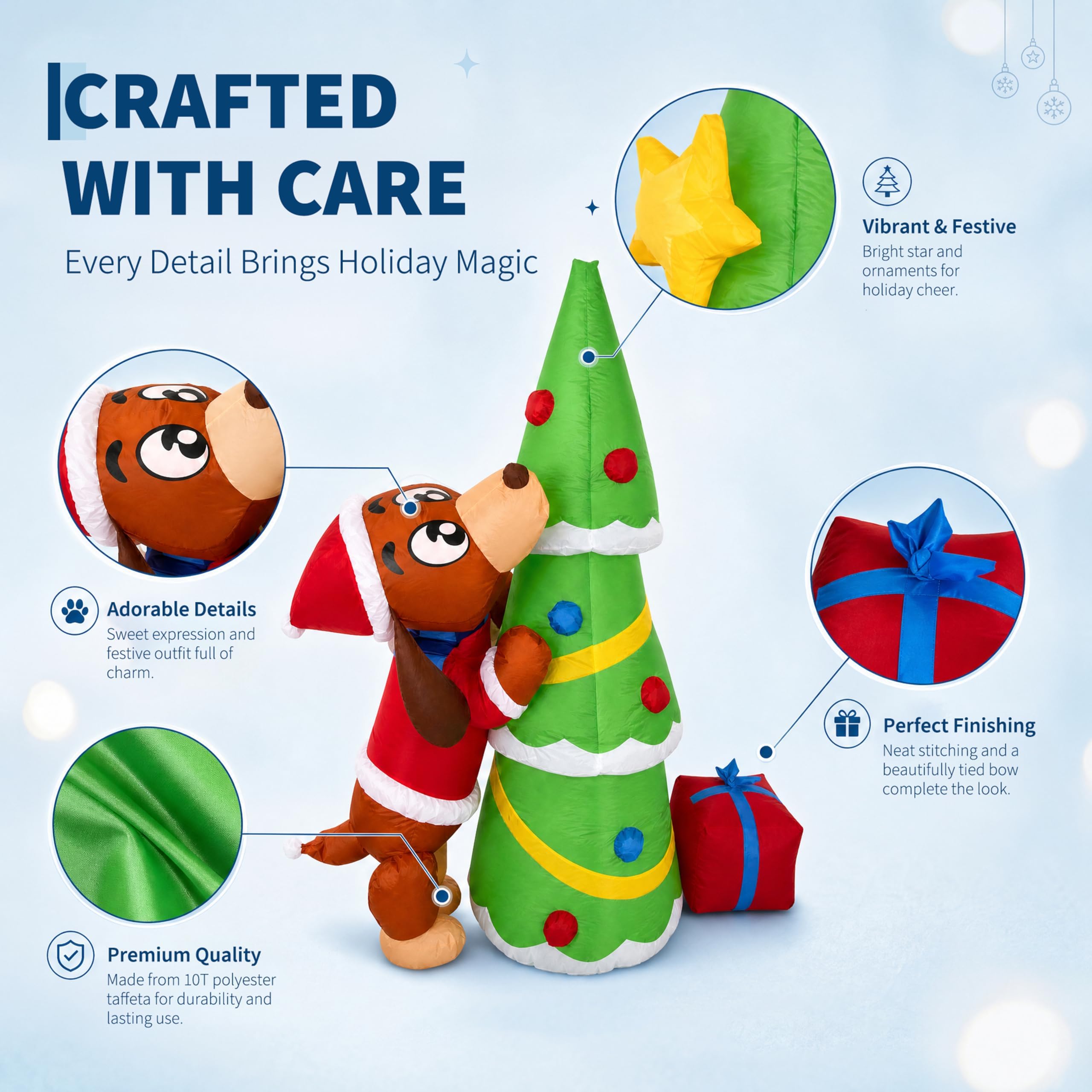 高さ7フィート（210cm）の巨大なクリスマス犬のインフレー - Kids Yard Toys のレビューと価格